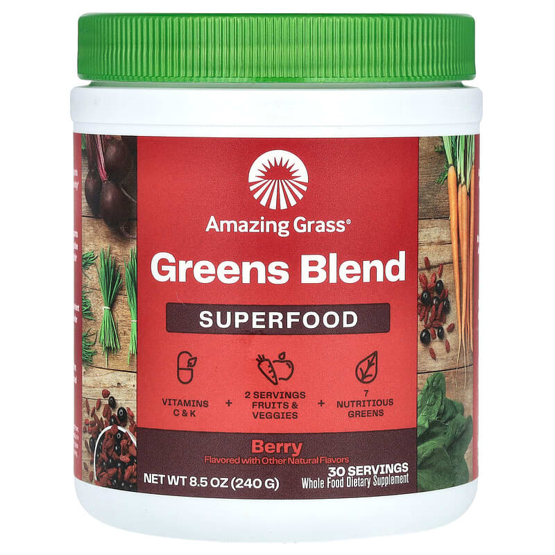 Amazing Grass Green Superfood Drink Powder Berry 8.5 oz