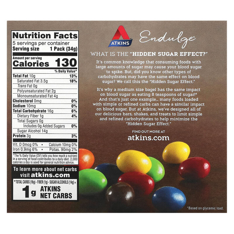 Atkins Endulge Candy Chocolate Peanut Candies 5 pckts