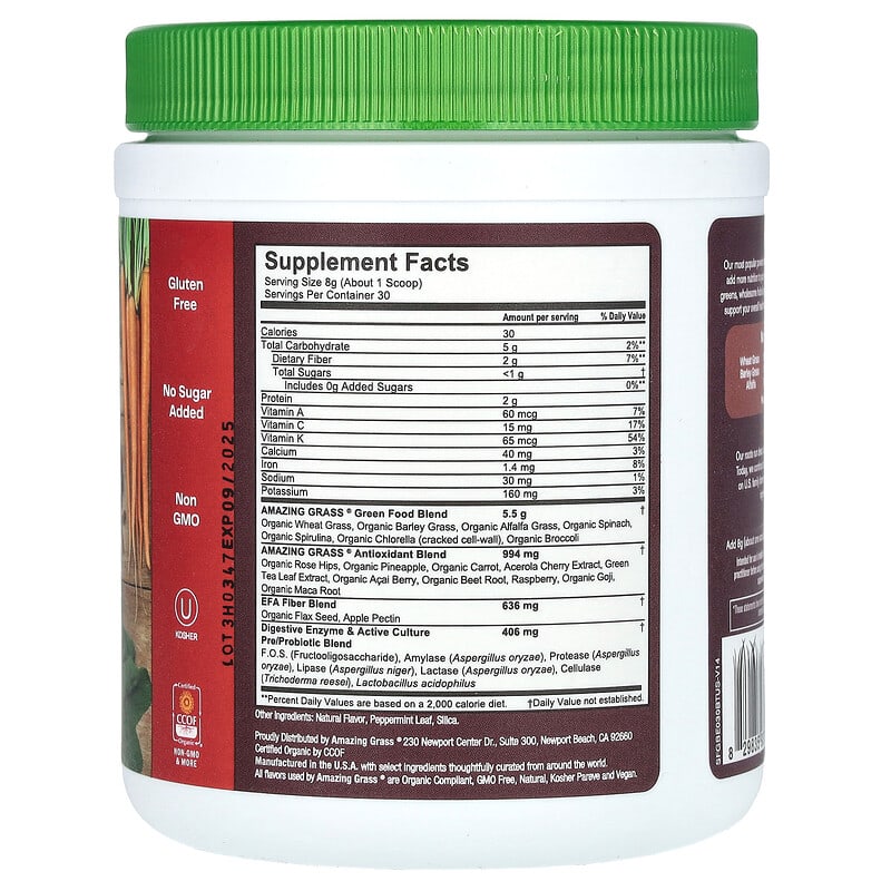 Amazing Grass Green Superfood Drink Powder Berry 8.5 oz