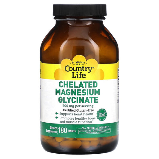 Country Life Chelated Magnesium Glycinate  180 tabs
