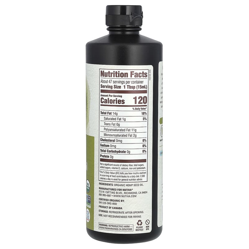 Nutiva Organic Hemp Oil Liquid  24 fl.oz