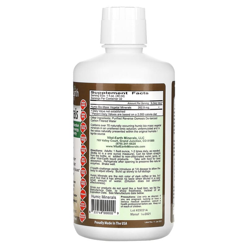 Vital Earth Minerals Humic Minerals Liquid  32 fl.oz