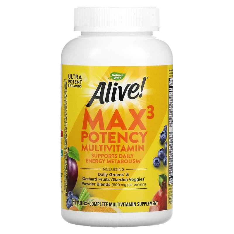 Nature's Way Alive! Max3 Daily Multi-Vitamin - Max Potency  180 tabs