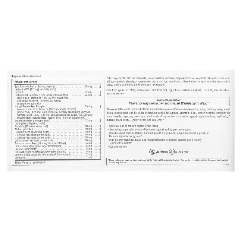 Nature's Plus Source of Life Men  120 tabs