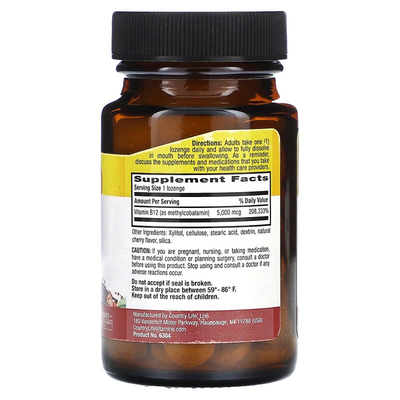 Country Life Methyl B12 (5000mcg) Cherry 60 lzngs