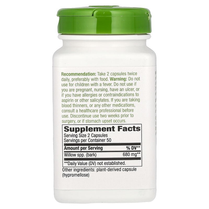 Nature's Way Willow Bark (800mg)  100 vcaps