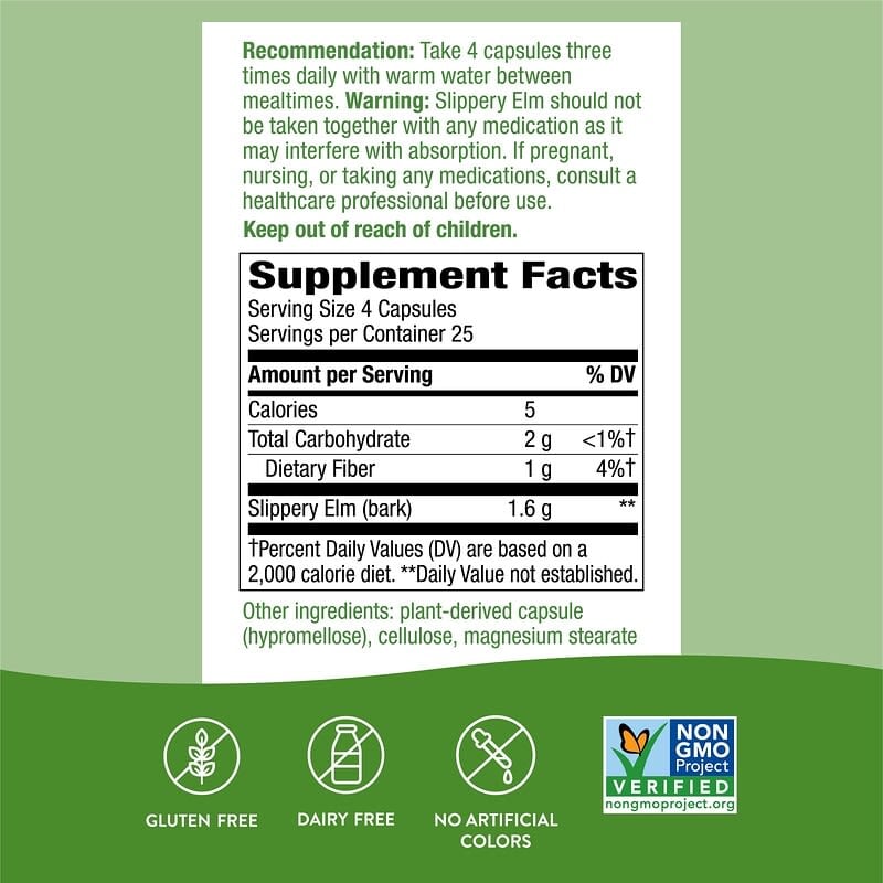 Nature's Way Slippery Elm Bark  100 vcaps