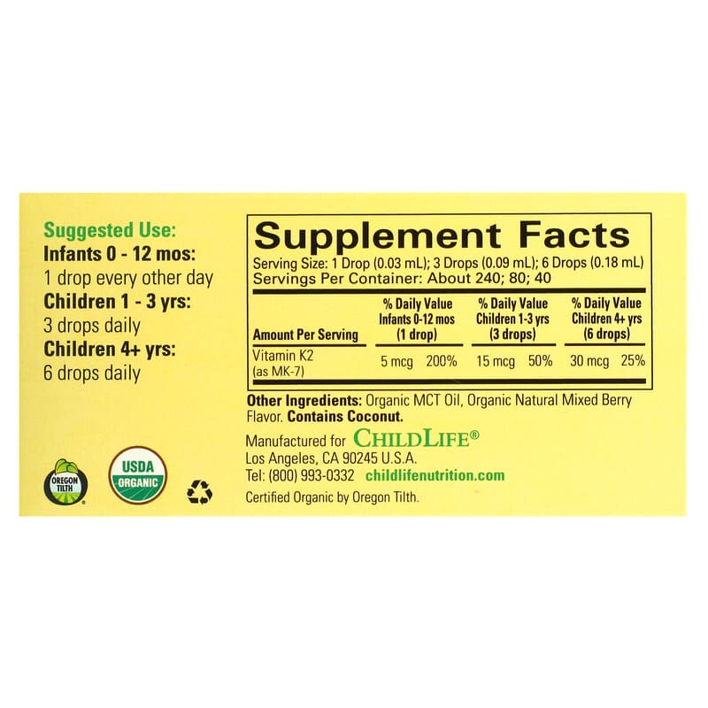 Childlife Organic Vitamin K2 Drops Natural Berry 12 mL