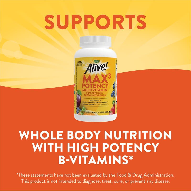 Nature's Way Alive! Max3 Daily Multi-Vitamin - Max Potency  180 tabs