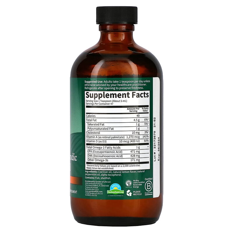Garden Of Life Olde World Icelandic Cod Liver Oil Lemon Mint 8 fl.oz