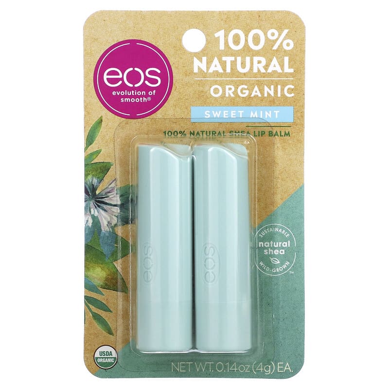 EOS Products 100% Natural Shea Lip Balm Sweet Mint 2 pack