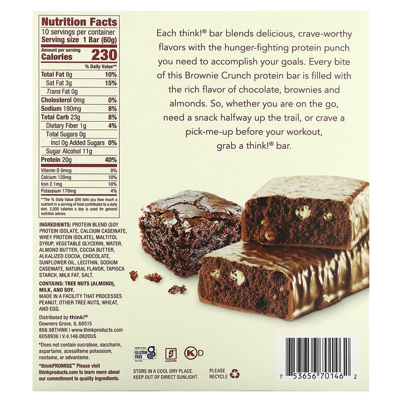 Think Thin High Protein Bar Brownie Crunch 10 bars