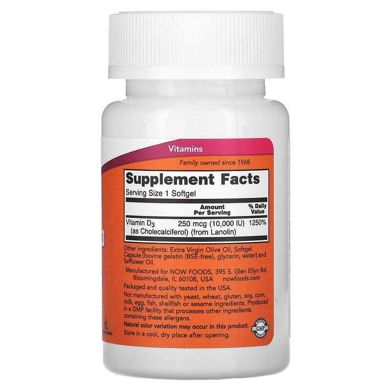 Now Vitamin D-3 (10,000IU)  120 sgels
