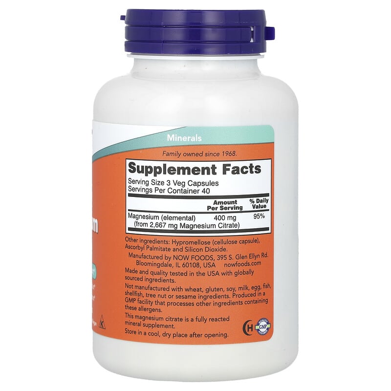 Now Magnesium Citrate  120 vcaps