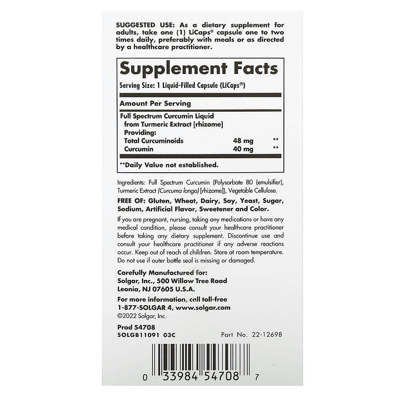 Solgar Full Spectrum Curcumin  90 sgels