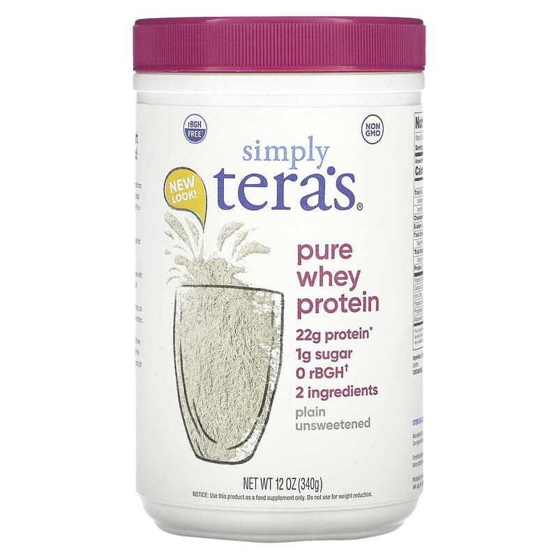 Tera's Whey Grass Fed Simply Pure Whey Protein Plain Whey Unsweetened 12 oz