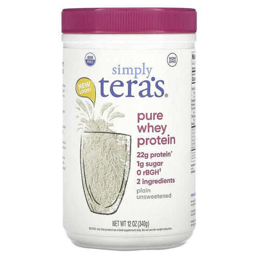 Tera's Whey Grass Fed Simply Pure Whey Protein Plain Whey Unsweetened 12 oz