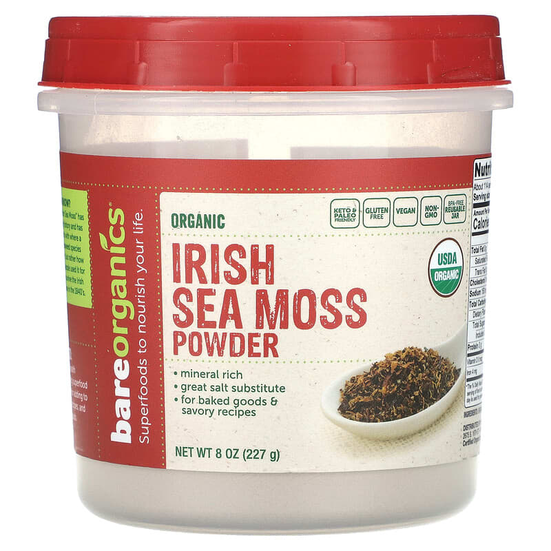 Bare Organics Raw Organic Irish Sea Moss Immunity Powder  8 oz