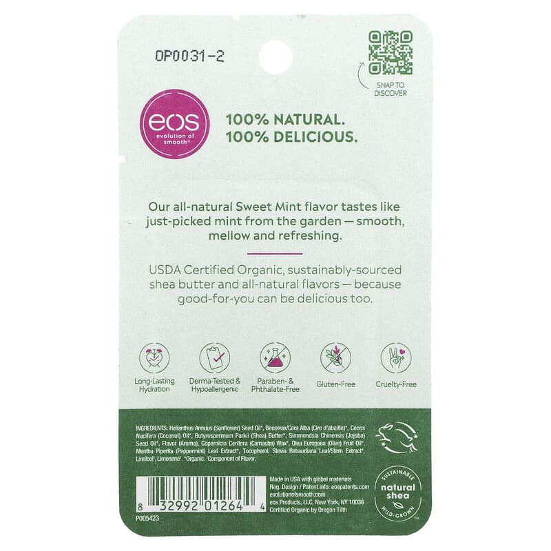 EOS Products 100% Natural Shea Lip Balm Sweet Mint 2 pack