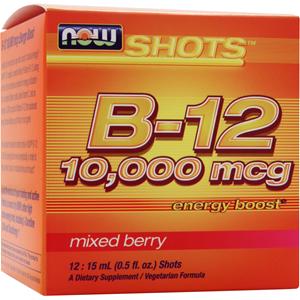 Now Shots B-12 (10,000mcg)  Energy Boost Mixed Berry 12 vials