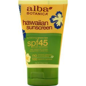 Alba Botanica Hawaiian Sunscreen Green Tea SPF 45 4 oz