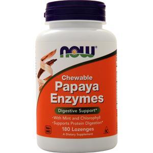Now Papaya Enzymes with Mint and Chlorophyll (Chewable)  180 lzngs