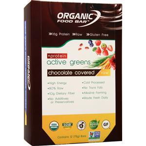 Organic Food Bar Active Greens + Protein Raw Bar Chocolate Covered 12 bars