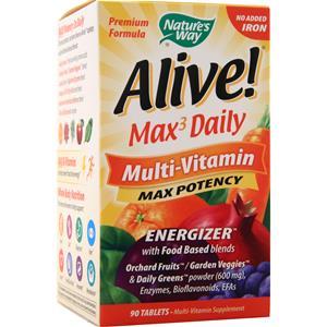 Nature's Way Alive! Max3 Daily Multi-Vitamin - Max Potency No Iron  90 tabs