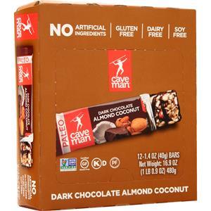Caveman Foods Paleo Bar Dark Choc Almond Coconut 12 bars