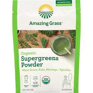Amazing Grass Organic Supergreens Powder WheatGrass, Kale, Moringa 5.29 oz