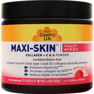 Country Life Maxi-Skin Collagen + C&A Vitality Powder Berry 4.3 oz