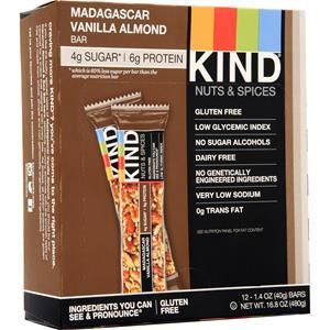 Kind Nuts & Spices Bar Madagascar Vanilla Almond 12 bars