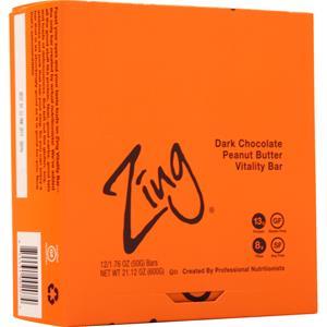 Zing Nutrition Bar Dark Choc. Peanut Butter 12 bars