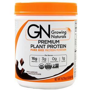 Growing Naturals Premium Plant Protein - Pure Rice Protein Powder Chocolate Power 476 grams