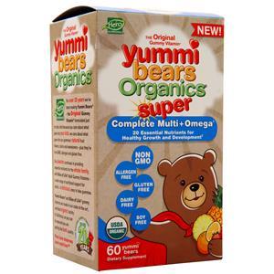 Hero Yummi Bears Organics - Super Complete Multi + Omega Strawberry, Orange & Pineapple 60 bears