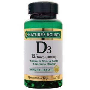 Nature's Bounty D3 (125mcg/5000IU)  150 sgels