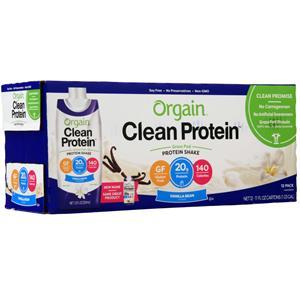Orgain Clean Protein - Grass Fed Protein Shake RTD Vanilla Bean 12 bttls
