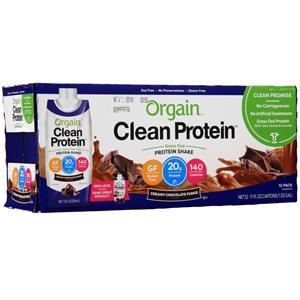 Orgain Clean Protein - Grass Fed Protein Shake RTD Creamy Chocolate Fudge 12 bttls