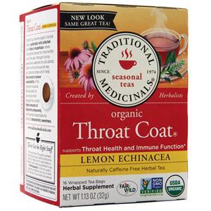 Traditional Medicinals Organic Seasonal Tea Throat Coat - Lemon Echinacea 16 pckts