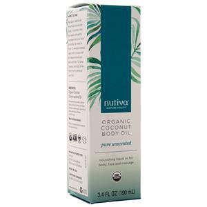 Nutiva Organic Coconut Body Oil Pure Unscented 3.4 fl.oz