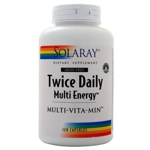 Solaray Twice Daily Multi Energy (Iron Free)  120 caps