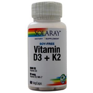 Solaray Vitamin D3 + K2  60 vcaps
