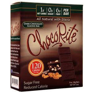 HealthSmart Foods Choco Rite Chocolate Bar Dark Chocolate Almond 5 bars