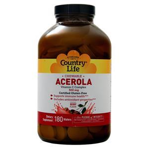 Country Life Chewable Acerola - Vitamin C Complex (500mg) Berry 180 wafrs