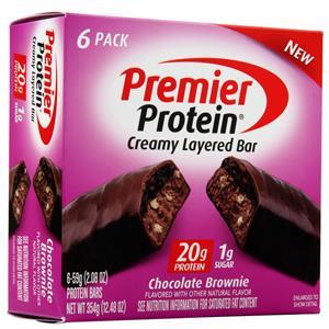 Premier Nutrition Creamy Layered Bar Chocolate Brownie 6 bars