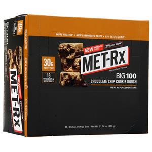 Met-Rx Big 100 Meal Replacement Bar Chocolate Chip Cookie Dough 9 bars