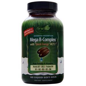 Irwin Naturals Mega B-Complex with Quick Energy MCT's  60 sgels