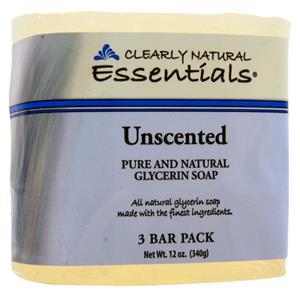 Clearly Natural Glycerin Bar Soap Unscented - 3 Bar Pack 12 oz
