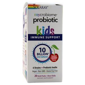 Solaray Mycrobiome Probiotic - Kids Immune Support 10 Billion Live Cultures - Natural Cherry 20 pckts