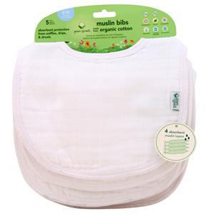 Green Sprouts Muslin Bibs 0-12 Months (White) 5 pack